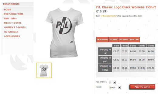 PiL UK / Europe merchandise stor