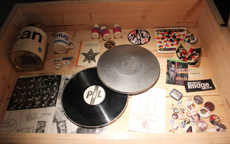 PiL memorabilia display case from PiL Official archives (photo: Paul Burgess)